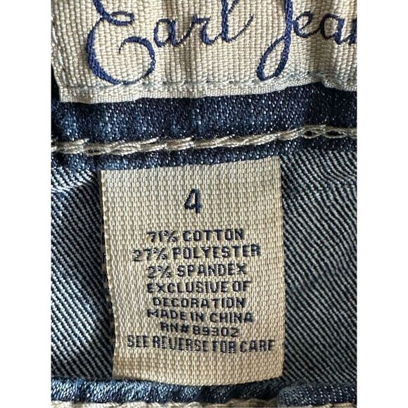 Vintage Earl Jean Denim Low Rise Boot Cut Y2K Rhinestone Stitching sz 4 - Picture 9 of 13